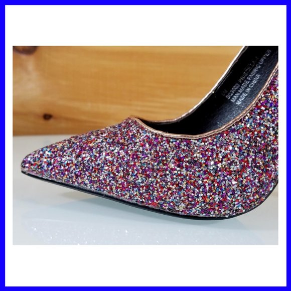 NWT Glitter Pointy Toe Stiletto Pumps Heels Silver - Picture 4 of 10